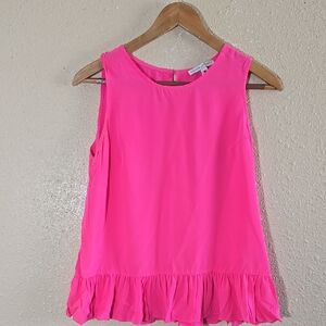 Amanda Uprichard Pink Sleeveless Ruffle Hem Top